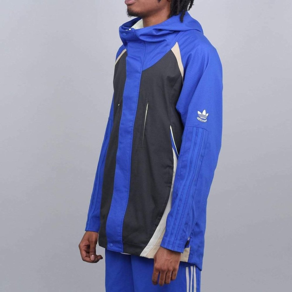 NEW NWT $170 ADIDAS ALLTIMERS JACKET BLUE / CARBON Mesh lining colorblock coat - Picture 2 of 12